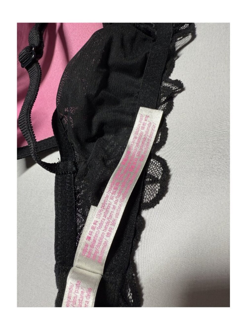 Victoria's Secret PINK Date Push Up Plunge Black Lace Bra Size L - Picture 11 of 13